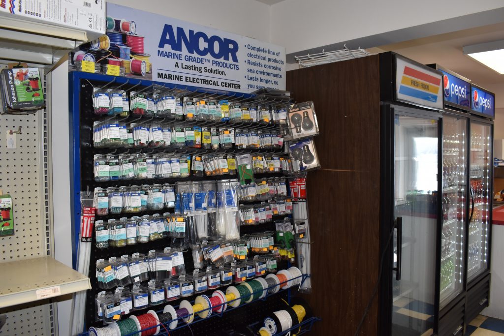 Fuses and other electrical parts on a rack