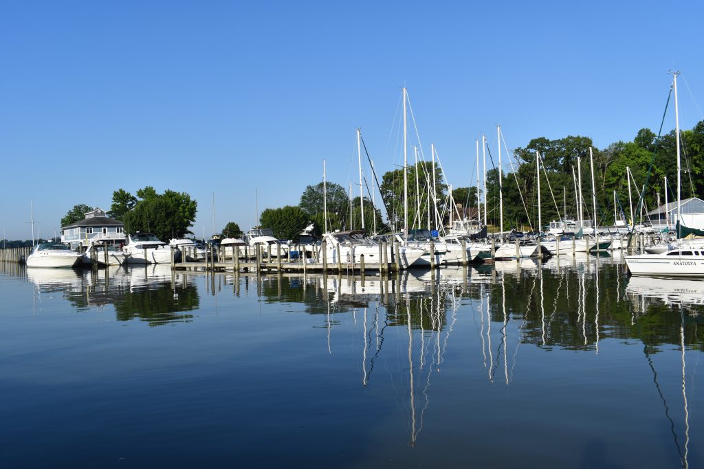View across the fairway showing A, B and C docks