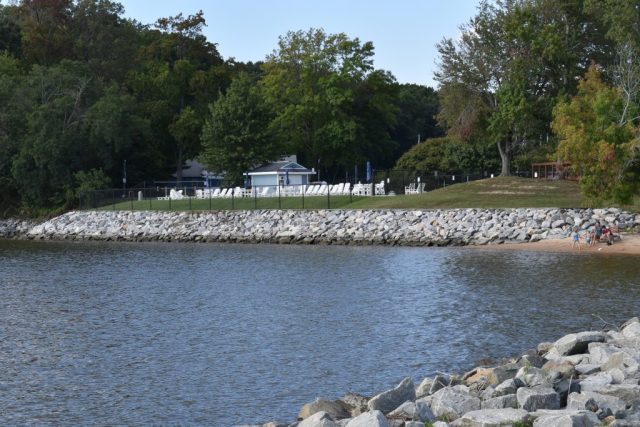 Rip rap protects the shore line