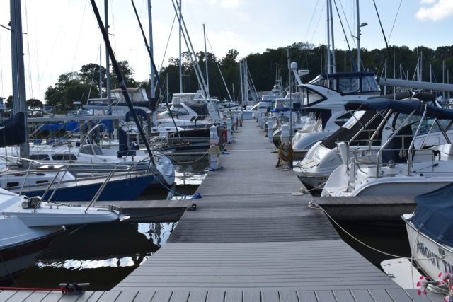 View of I Dock from the parking area