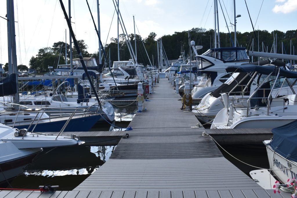 View of I Dock from the parking area